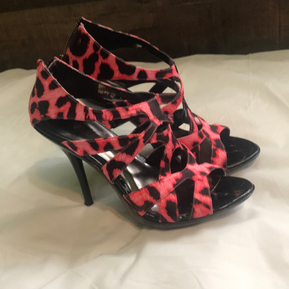 Pink cheetah print heels